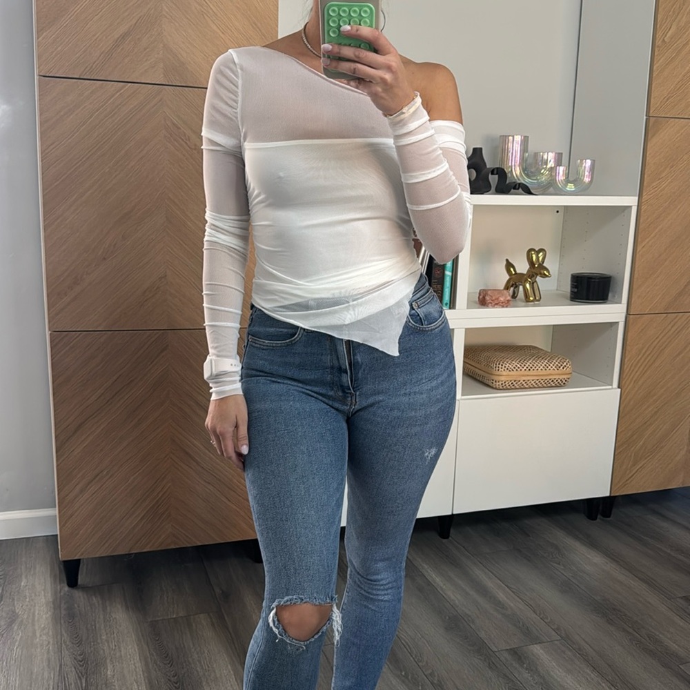 White long sleeve sheer shirt